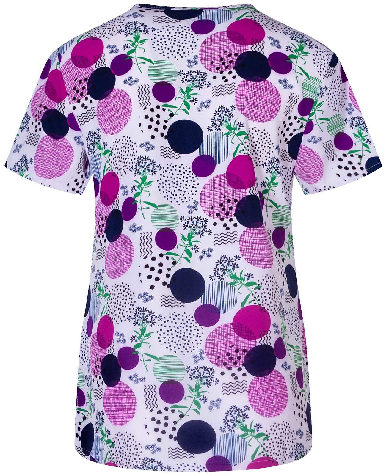 Minty Mint Women's Comfortable Easy Fit Lightweight Durable Stretch Printed V-Neck Medical Scrub Top fd03fc White L