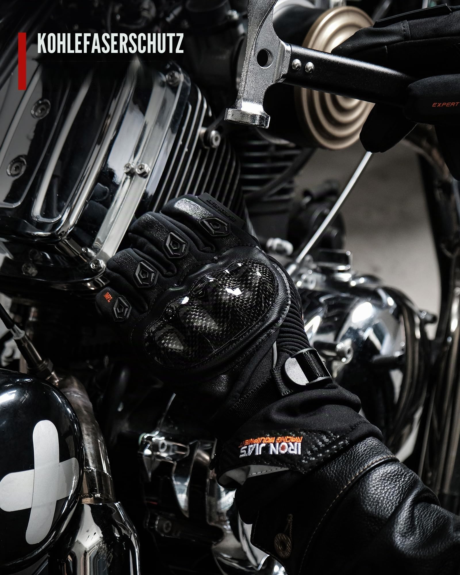 BORLENI Winter Motorradhandschuhe Herren mit CE-Level 1 KP, Motorrad Handschuhe Warm mit 3M Thinsulate, Wasserdicht Winddicht Winterhandschuhe mit Touchscreen & Kohlefaser Knöchelschutz, Größe M-XXL