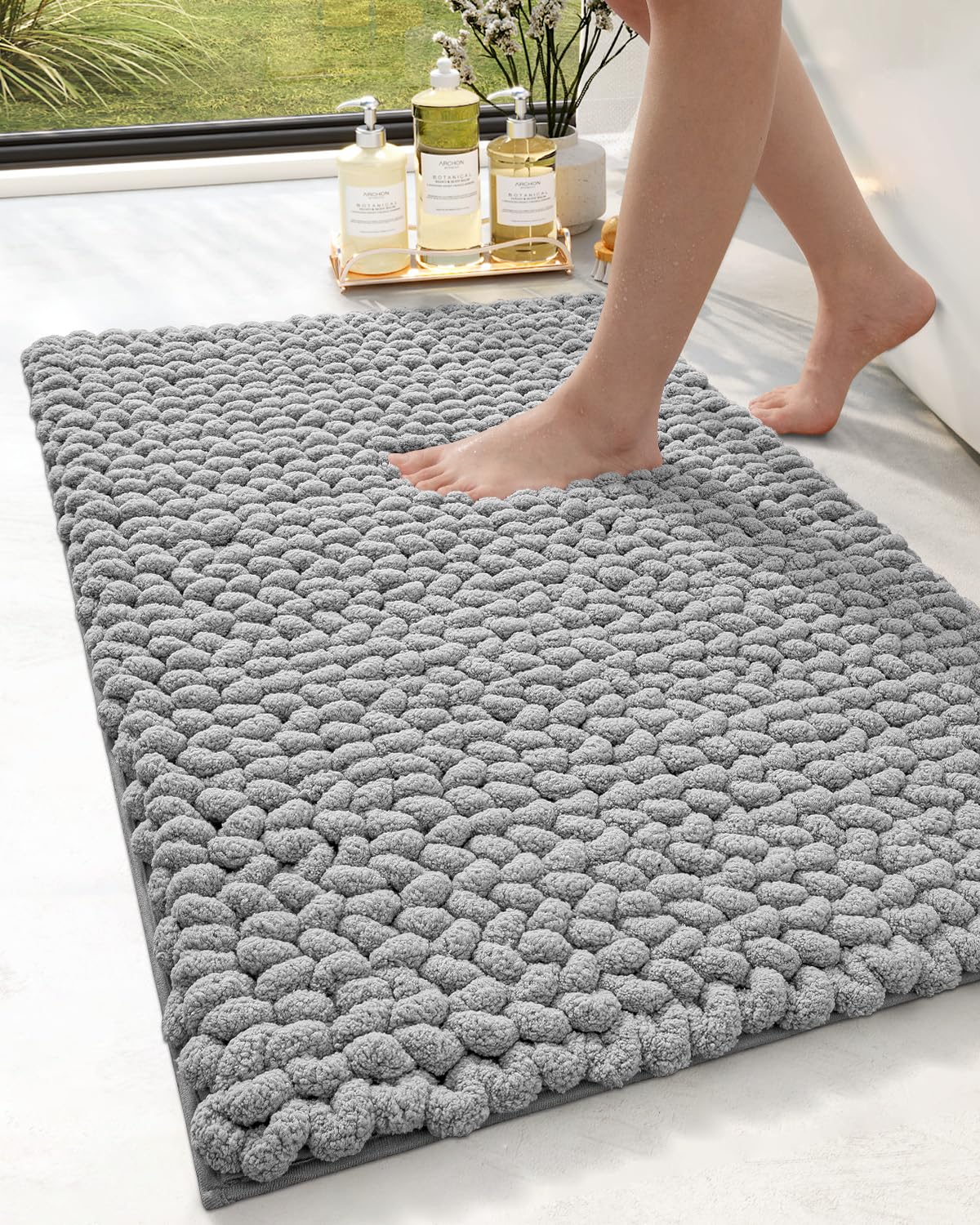 Amazon.com: DEXI Bathroom Rugs, Chenille Super Absorbent Bathroom Mats, Non Slip Washable Bath ...