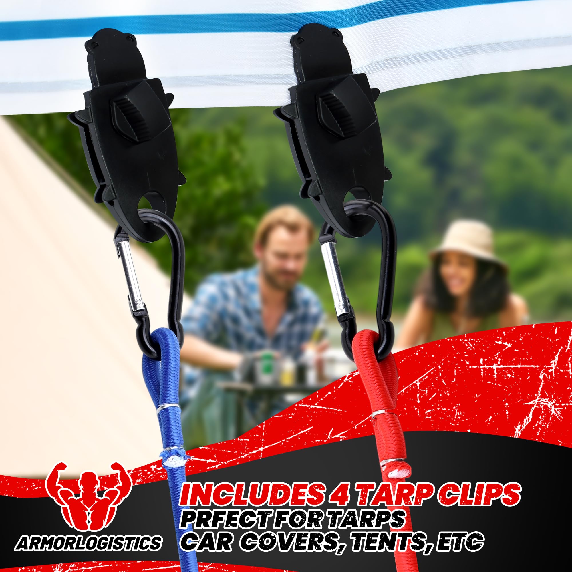 Cuerdas elásticas con ganchos, cuerdas elásticas resistentes para exteriores, 30 piezas, 10, 18, 24, 36, 48, 60 pulgadas, con ganchos de mosquetón, clips de lona, cuerdas elásticas de