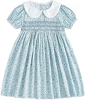 Vista 1 de Curipeer Vestido de verano para niñas pequeñas, vestido casual de algodón de manga corta floral, 12M-8Y