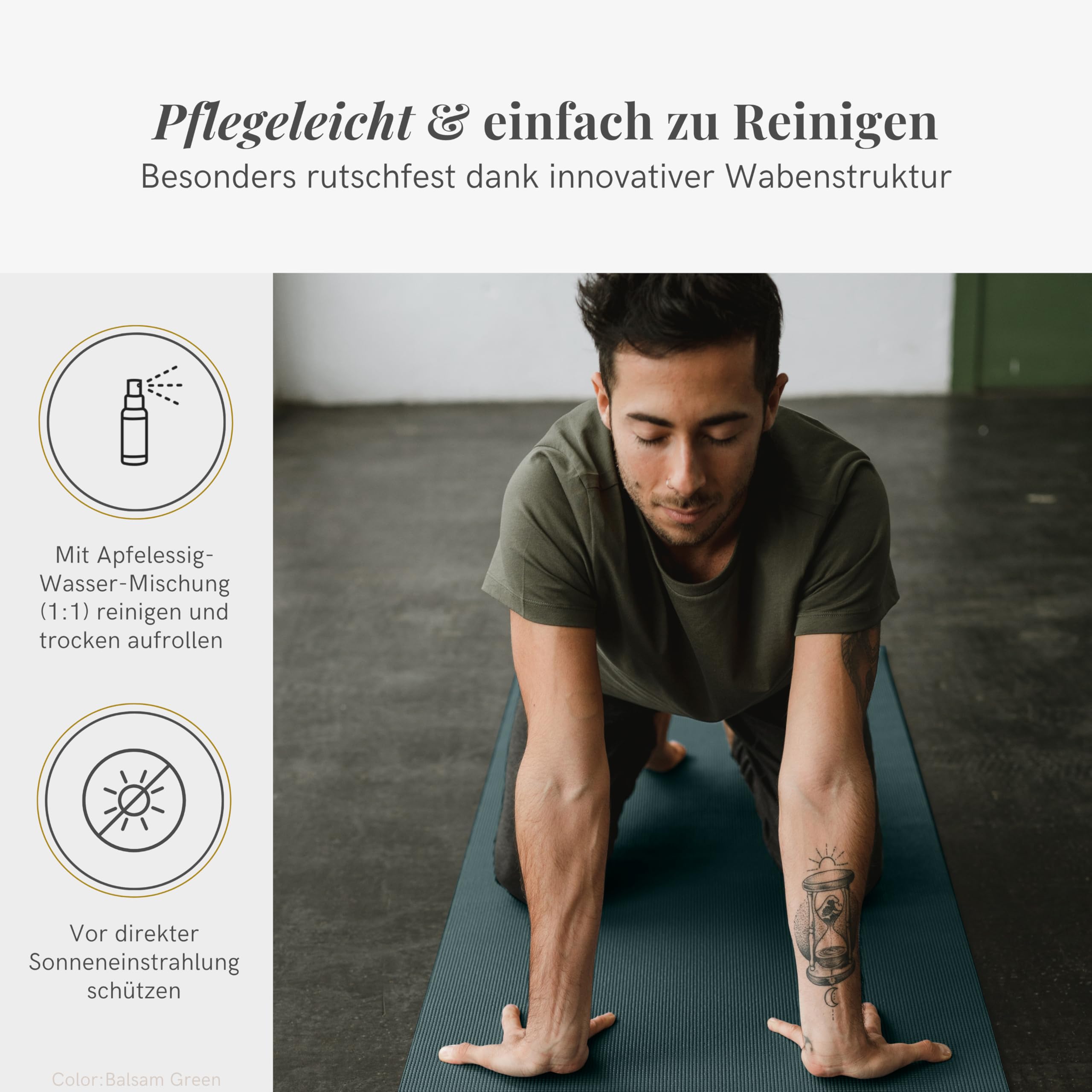 Lotuscrafts® Yoga Matte Rutschfest, 183 x 61 x 0,5 cm, Leichte Fitnessmatte auch als Gymnastikmatte, Sportmatte - Hautfreundlich & Schadstoffgeprüft