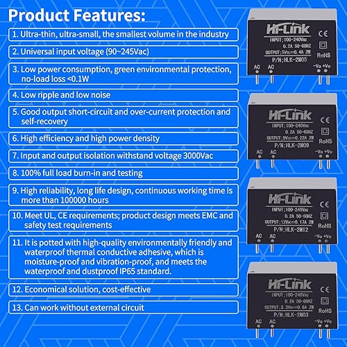 Miniatura 7 de HLK-2M12 Módulo de alimentación Módulos rectificadores Convertidor AC-DC 220V a 12V 170mA AC-DC Pequeño aislamiento Módulo de potencia de