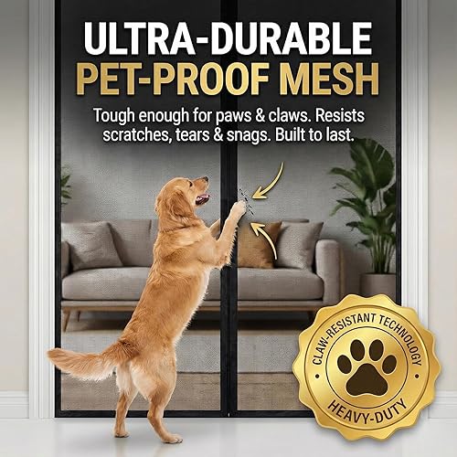 Miniatura 4 de Puerta Mosquitera Magnética Premium, Malla Reforzada de Servicio Pesado, Tejido Ultra-Denso, Cierre Automático Suave, Para Mascotas y Niños – Manos