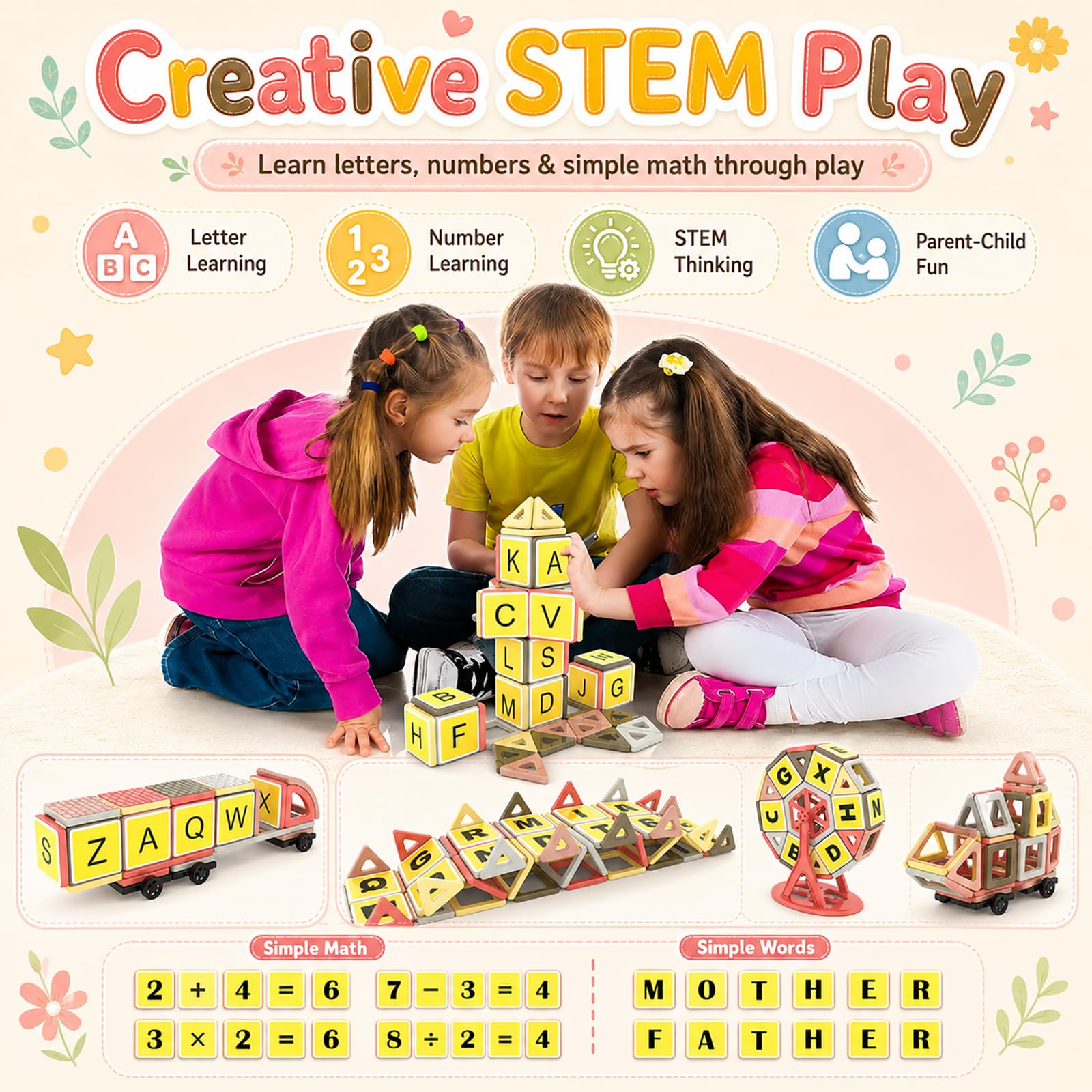 173 szt. Płytki magnetyczne 3D Mini magnesy dla dzieci edukacyjne nauka i kreatywność zabawki konstrukcyjne dla dziewcząt i chłopców (kolor Morandi)