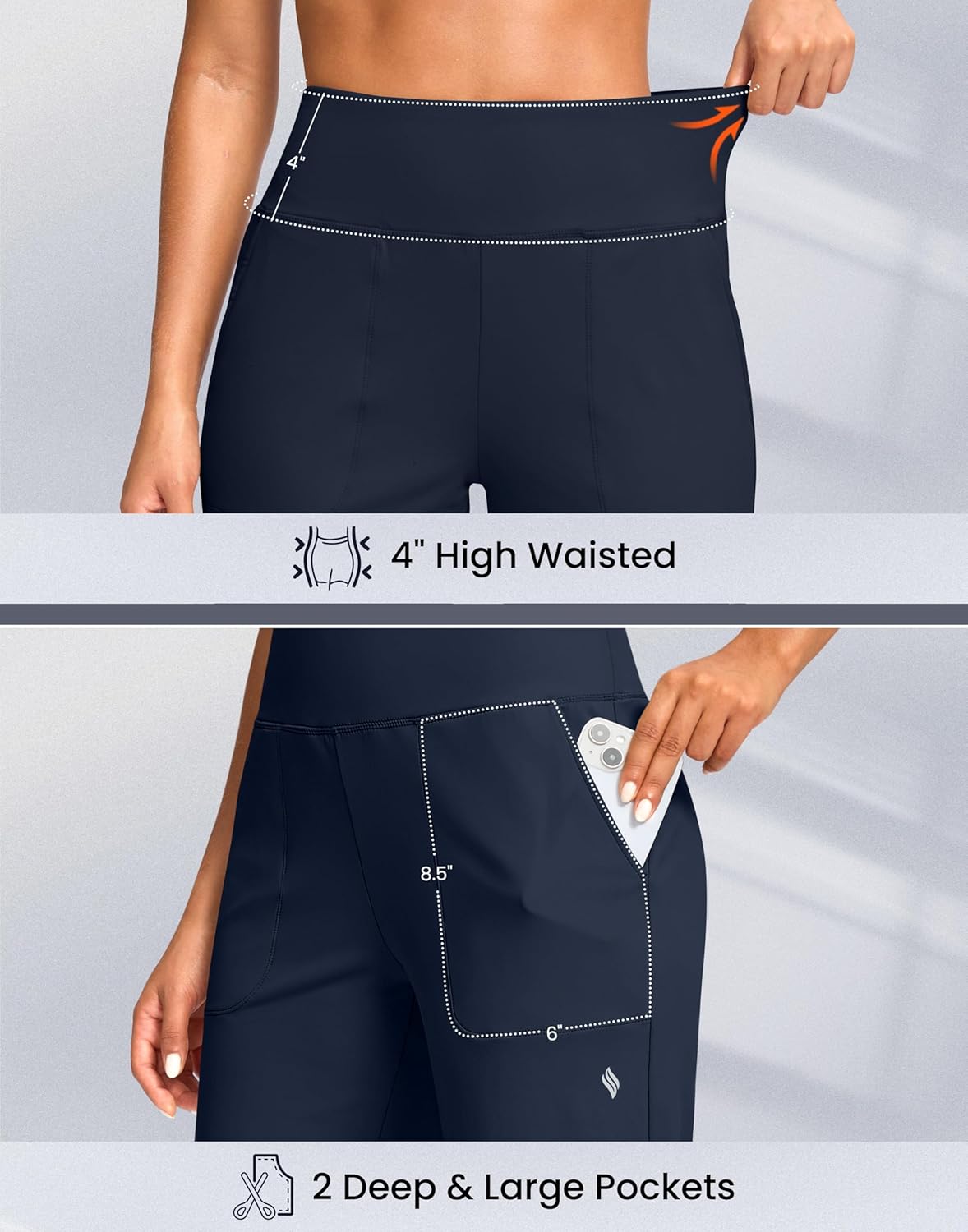 SANTINY 14" Shorts for Women Knee Length with Pockets High Waisted Stretch Long Bermuda Shorts for Summer Dressy Casual - Image 4