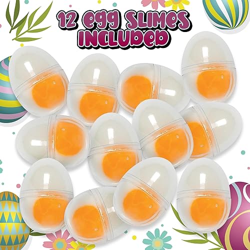 Miniatura 2 de ArtCreativity Juguete de huevos de Pascua para niños, 12 piezas de limo de yema de huevo para broma, huevos sorpresa para niños con masilla en el