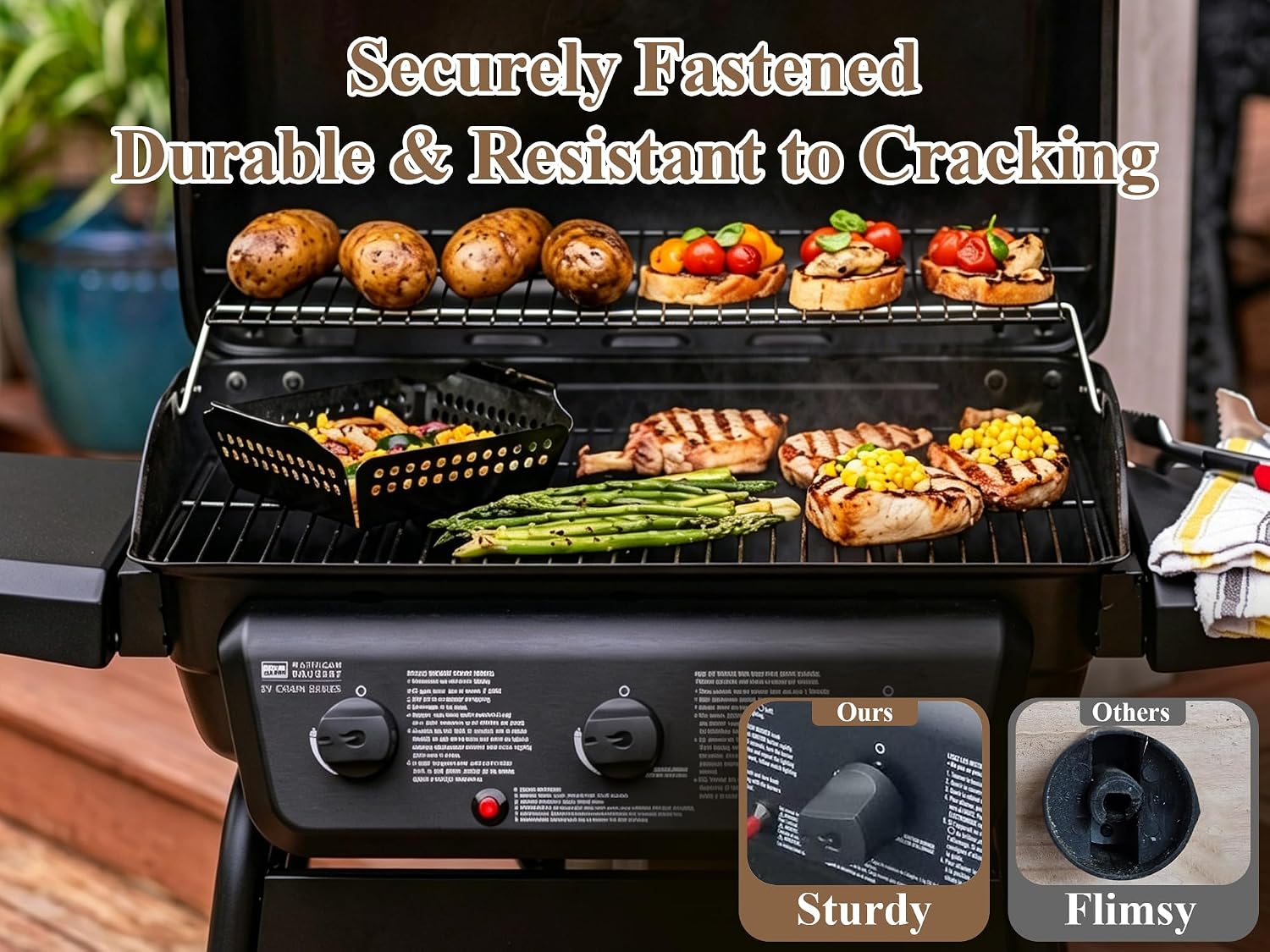 4 Pack Grill Control Knobs for Char-Broil Classic 280 2-Burner, 360 3-Burner, Durable BBQ Burner Knobs Replacement for Charbroil Performance Series 2-6 Burner, American Gourmet 2/3-Burner Gas Grills