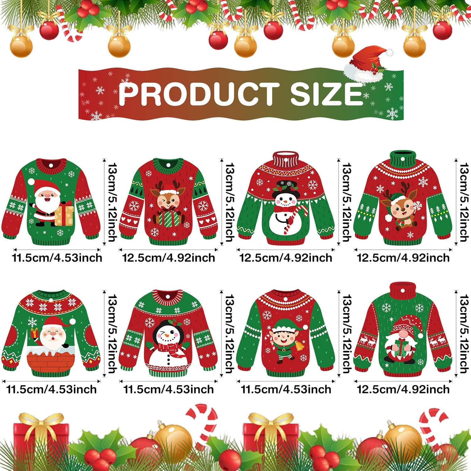 Funrous 40 Pcs Ugly Sweater Crafts Kits Winter Party Christmas Paper DIY Ornaments Tree Ugly Sweaters Hanging Ornaments for Kids Adults Xmas Sweater Party Tree Crafts DIY Supplies Decor