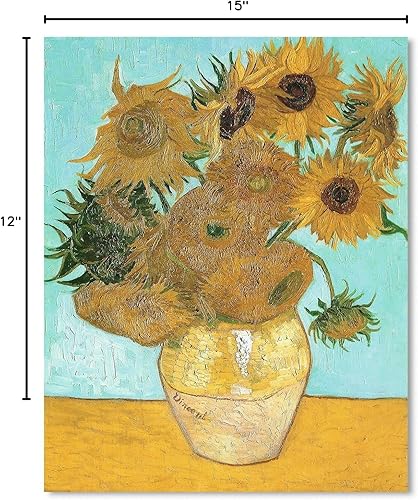 Miniatura 7 de Van Gogh - Lienzo decorativo para pared, diseño de doce girasoles, pintura al óleo, reproducción de cuadros, decoración de dormitorio, impresiones