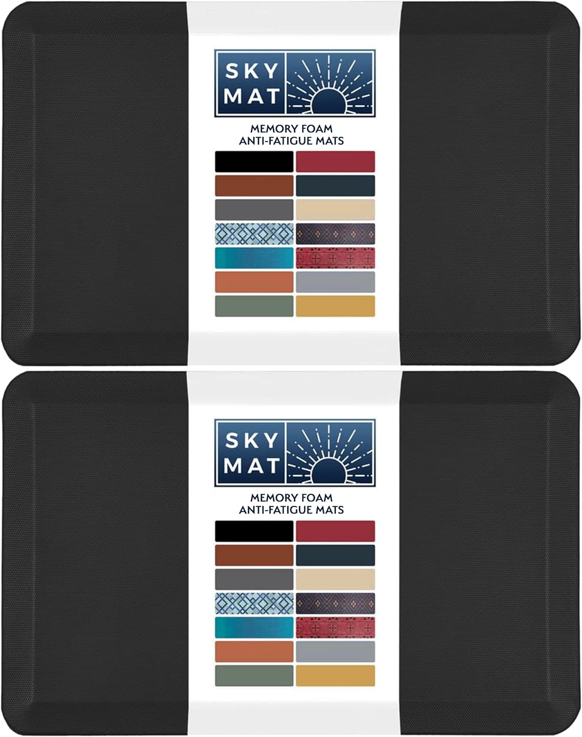 Sky Solutions Anti Fatigue Floor Mat - 3/4\" Thick Cushioned Kitchen Rug, Standing Desk Mat - Comfort at Home, Office, Garage - Non Slip, Durable and Stain Resistant (20\" x 39\" 2-Pack, Black) Black 39-Inch 2-pack