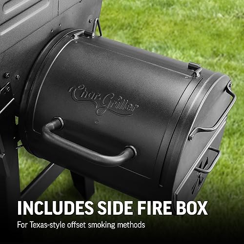 Miniatura 12 de Char-Griller Texas Trio - Parrilla de gas y carbón de 3 quemadores y ahumador, botón para encender, doble medidor de temperatura, quemador lateral,