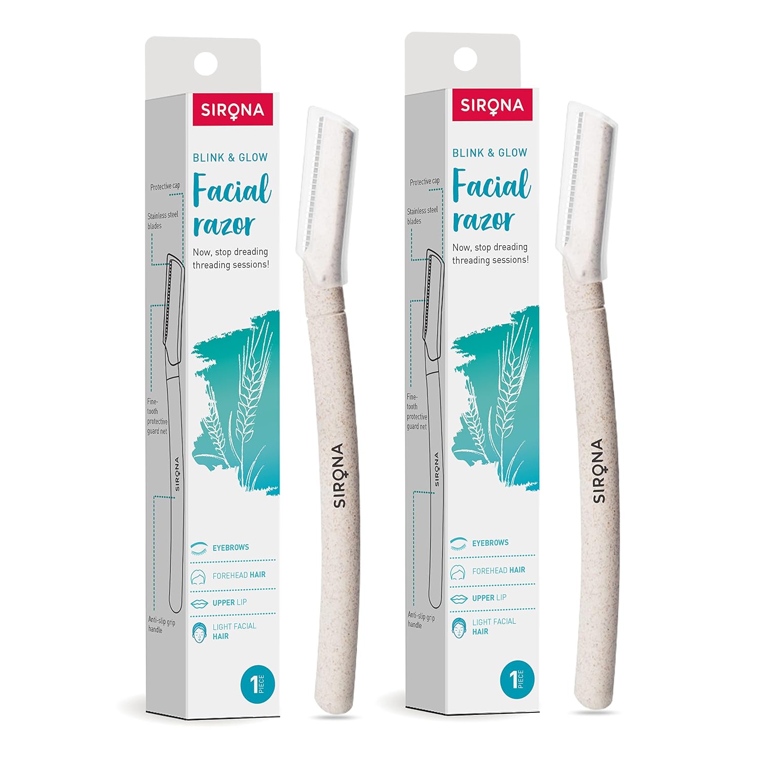 Sirona Razor Sirona Reusable Blink & Glow Face Razor for Women - Pack of 2 ...