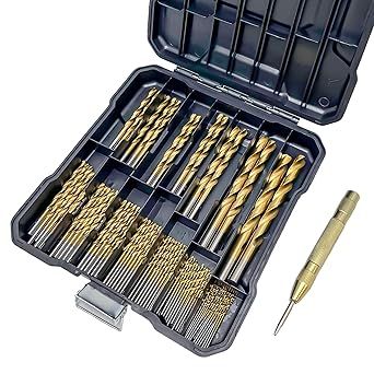 CORTOOL 99PCS Titanium Coated Drill Bit Set, 135 Degree Split Point HSS Drill Bits Kit with Storage Case for Steel, Aluminum, Copper, Soft Alloy Steel, Wood, Plastic Size from 1/16