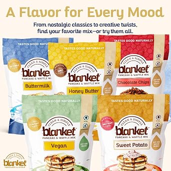 Blanket Pancakes and Waffle Mix Buttermilk Flavored Just Add Water, No Preservatives Clean Breakfast Staple with Homestyle Taste Non-GMO, Comfort Food Classic 16 oz (1 Pack)