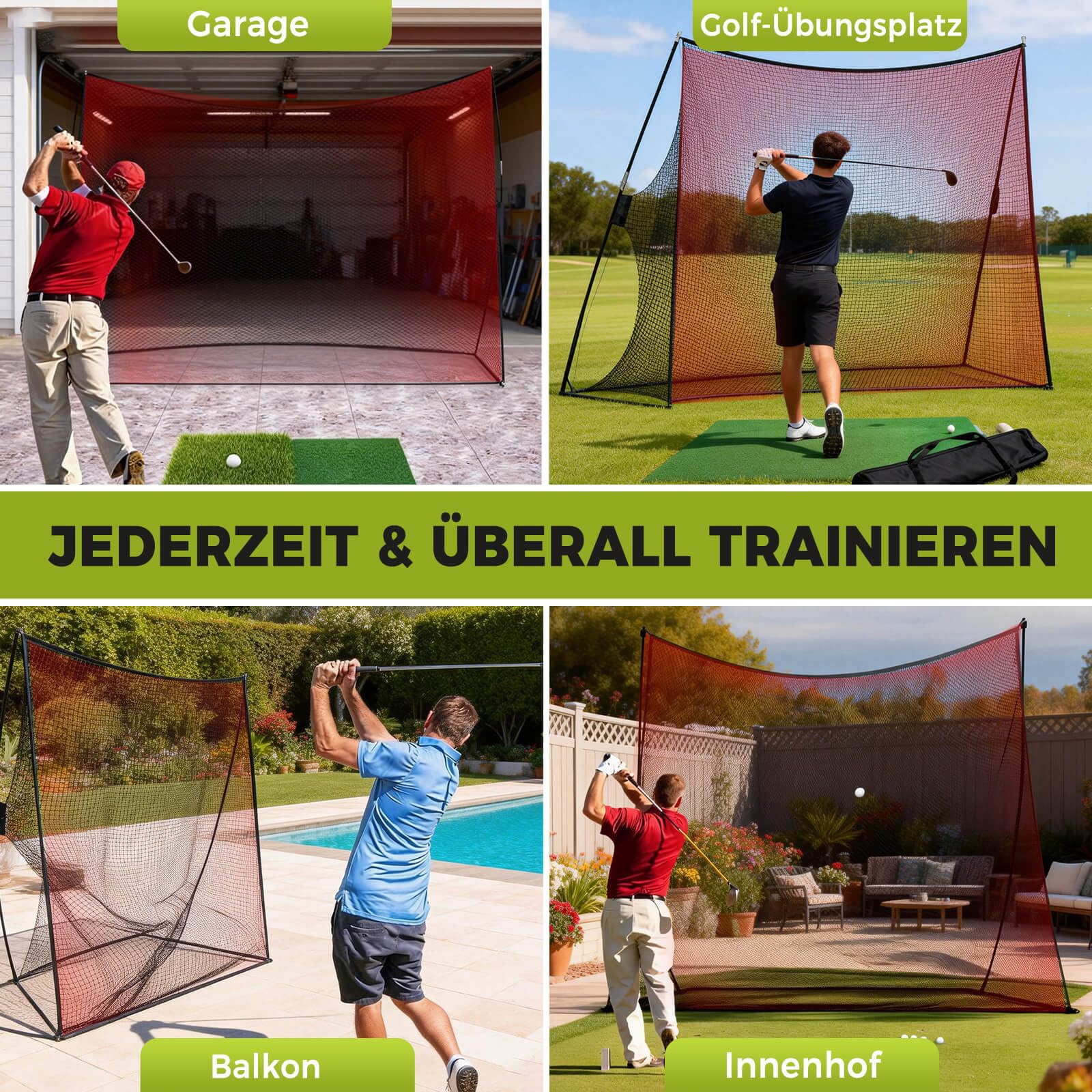 Golf Netz 2,1x3 m,Groß & Tragbares Golf-Übungsnetz mit Tasche für Innen & Außen Garten, Haus und Training – Praktische Golf Trainingshilfen & Zubehör