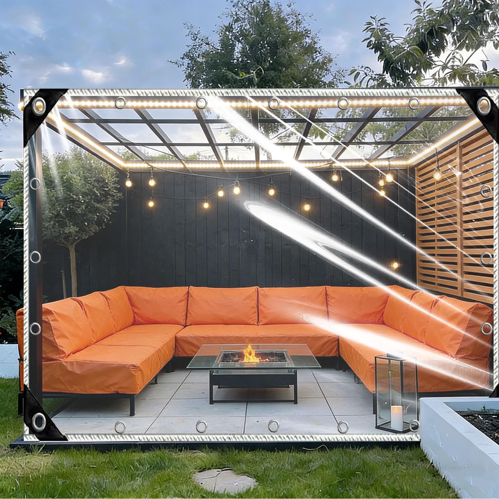 Lona transparente para balcón y jardín impermeable con ojales reforzados 1x1m