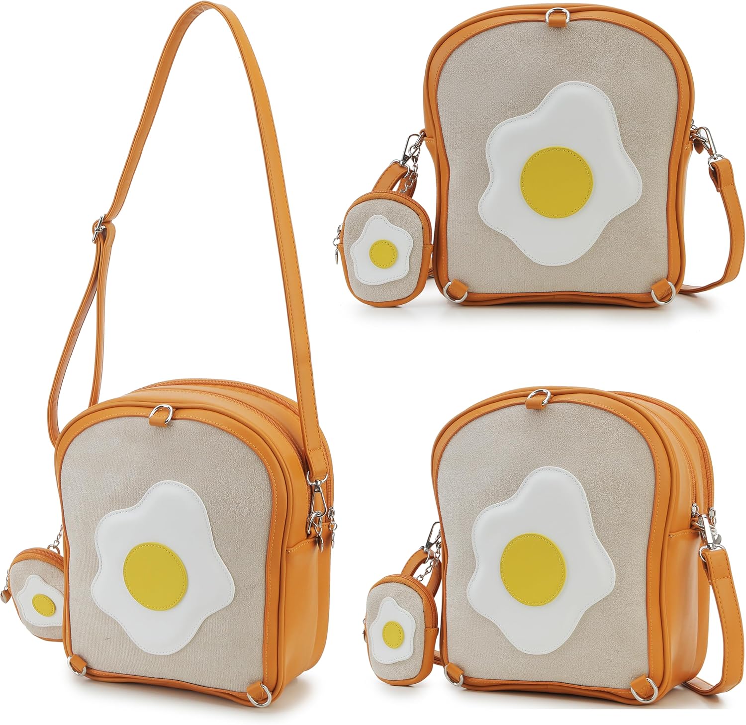 Cute Ita Bag Pin Display Backpack with 2 Inserts for Pins Novelty Toast Shaped Ita Crossbody Bag for Women with Adjustable Straps - Image 6