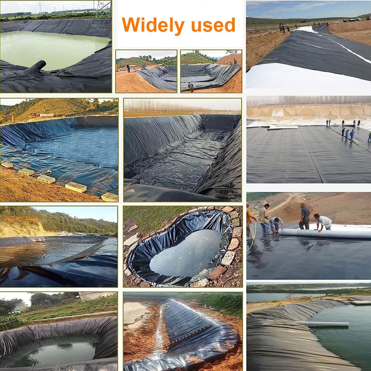 Revestimiento Flexible Negro para estanques - HDPE 2x2m, 3x5m, 4x6m - Membrana Impermeable para estanques de Peces y Fuentes de Agua, fácil de Cortar para Jardines, Fuentes y Arroyos.