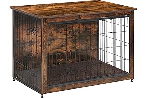 DWANTON Wood Dog Crates for Large Dogs: Durable Dog Furniture with Cushion and Double Doors