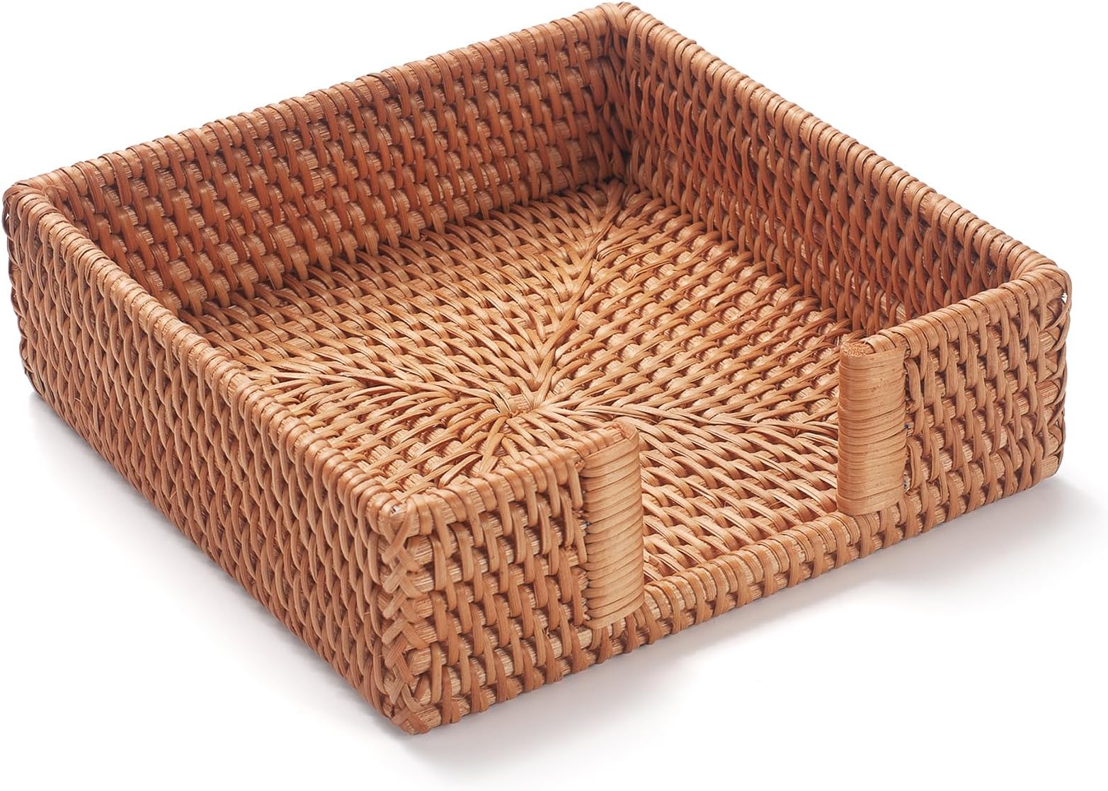 Rattan Napkin Holder Square, Napkin Holders for Paper Napkins, 7.5" x 7.5" x 2.5", Wicker Napkin Tray, Woven Guest Towel Holder for Restaurant/Kitchen/Bathroom Napkin Holder for Table