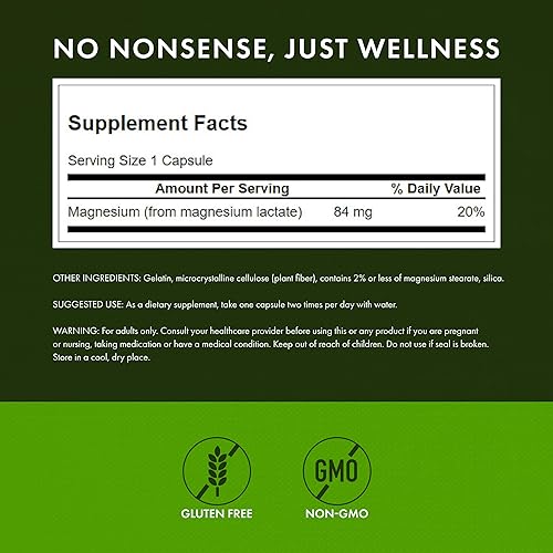 Miniatura 3 de Swanson Lactato de magnesio, suplemento mineral que promueve el apoyo a la salud muscular y ósea, forma mineral de lactato sin lactosa para una