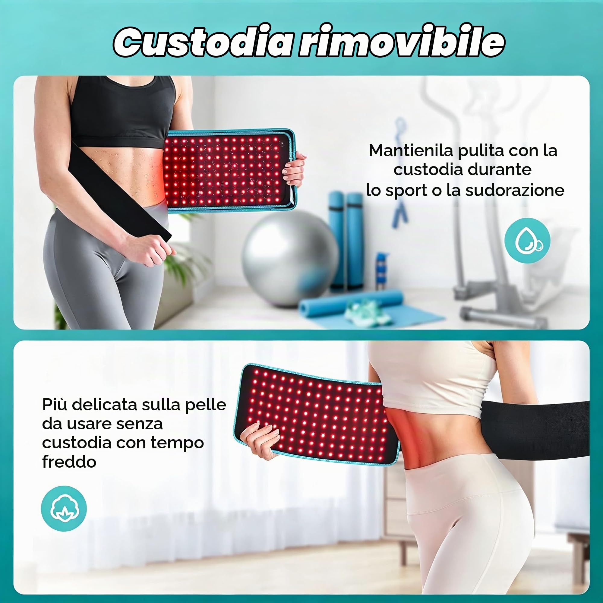 I-THERA-U Lampada a infrarossi per cintura termica - Terapia della luce rossa per il corpo 3-En-1 chip 660nm&850nm, lampada per terapia della luce con timer Rilassare i muscoli
