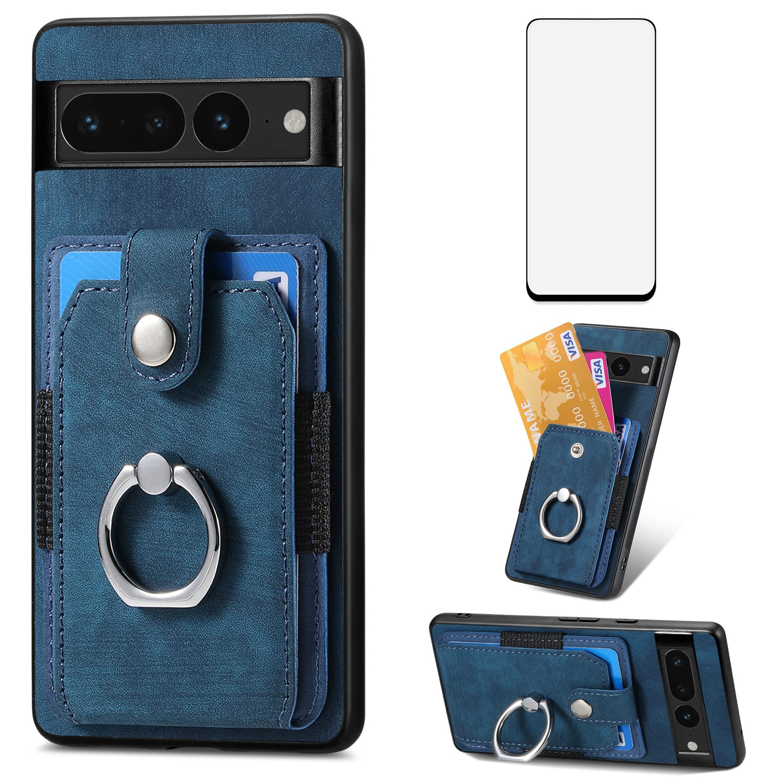 Asuwish Funda Tipo Cartera Compatible Con Google Pixel 7 Pro 5G Y Protector De Pantalla De