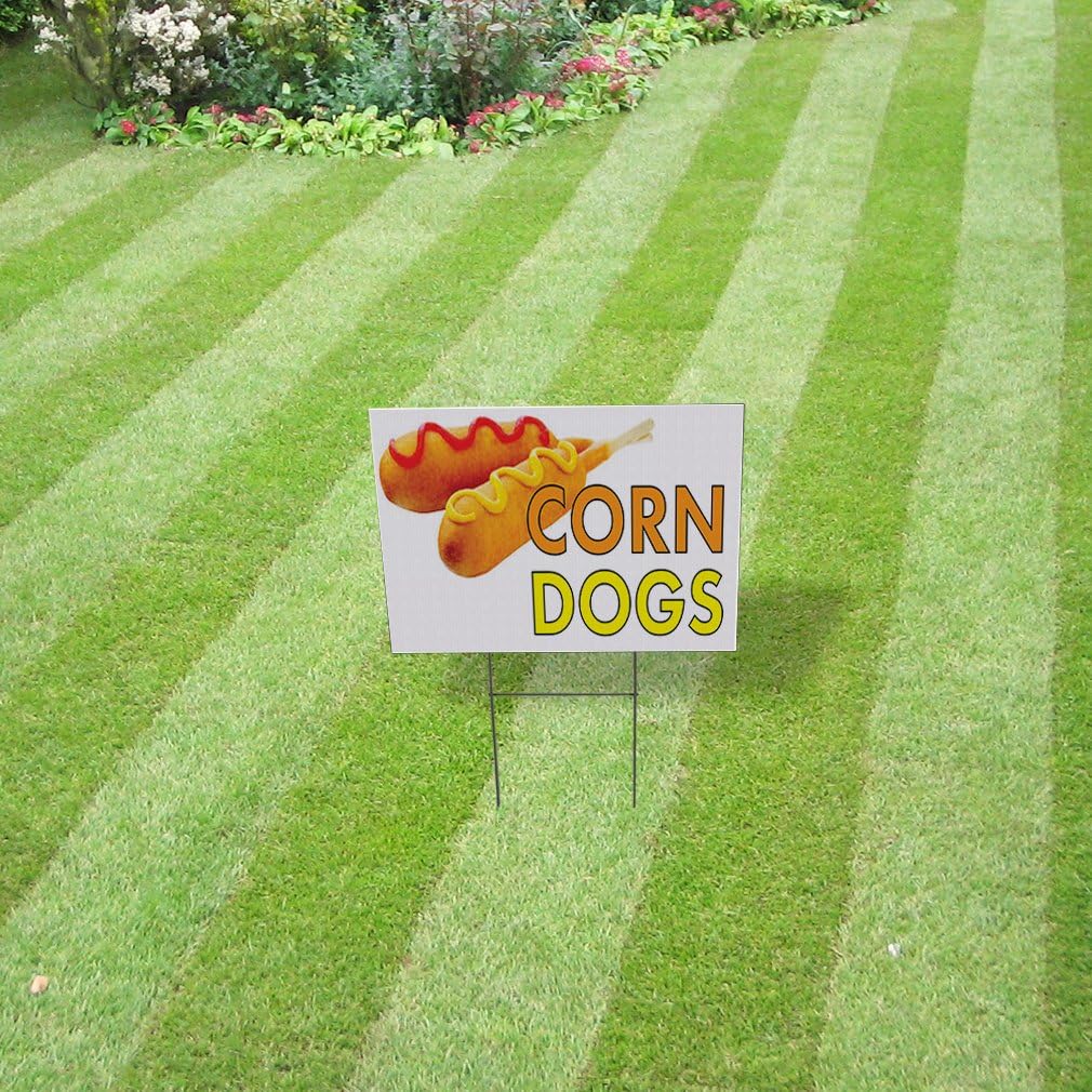 Weatherproof Yard Sign Corn Dogs Outdoor Advertising Printing B Yellow Lawn Garden Foodmarts 24x18 Inches 1 Side Print