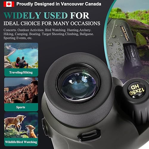 Miniatura 4 de Fetch Falcon- Monoculares BAK4 FMC HD rellenos de nitrógeno IPX7 de 12 x 50 pulgadas (ocular de 10.0 in a prueba de agua bajo 1 M de agua, 30