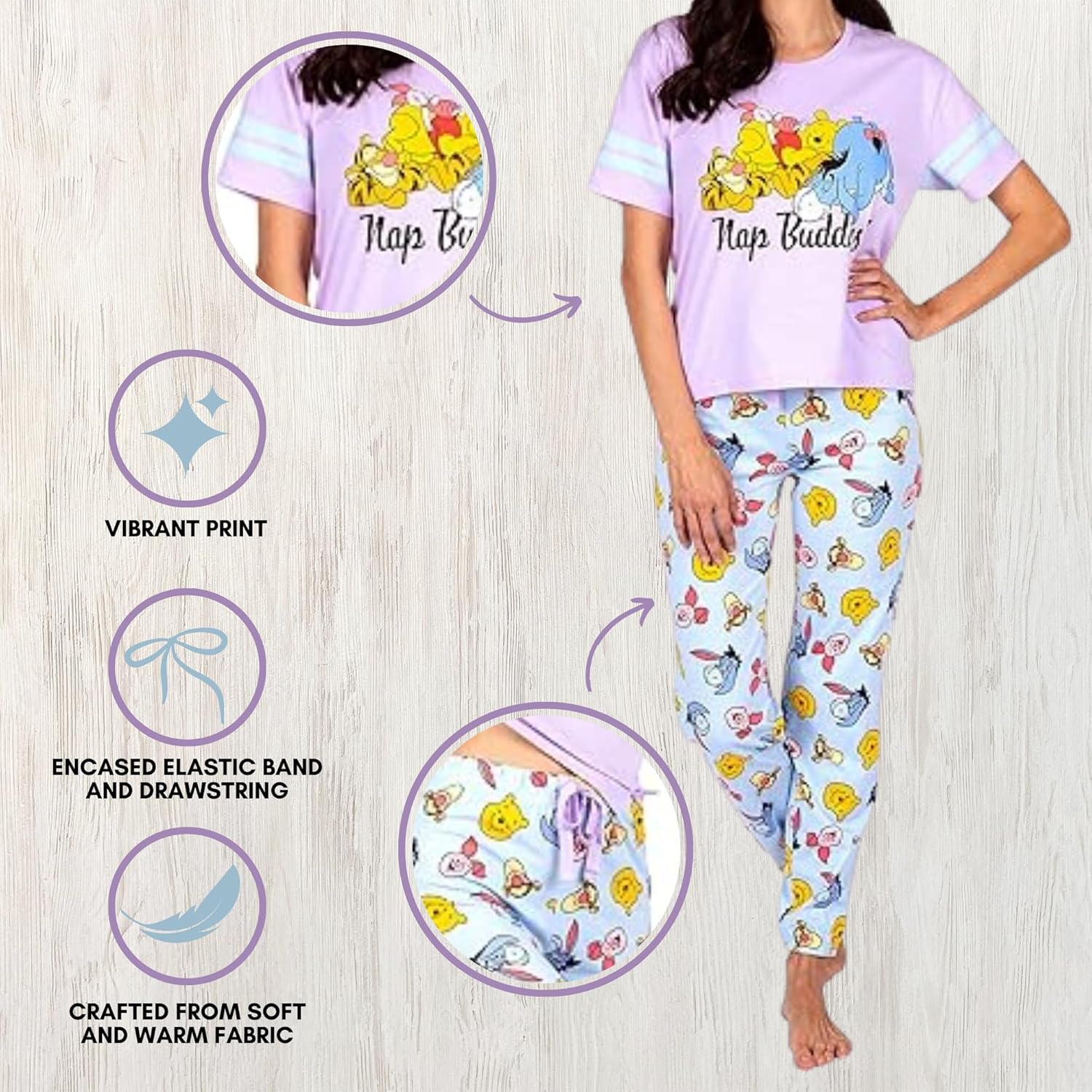 Disney Women's Pajama 2 piece Set, includes Tee and Sleep Pants - Image 2
