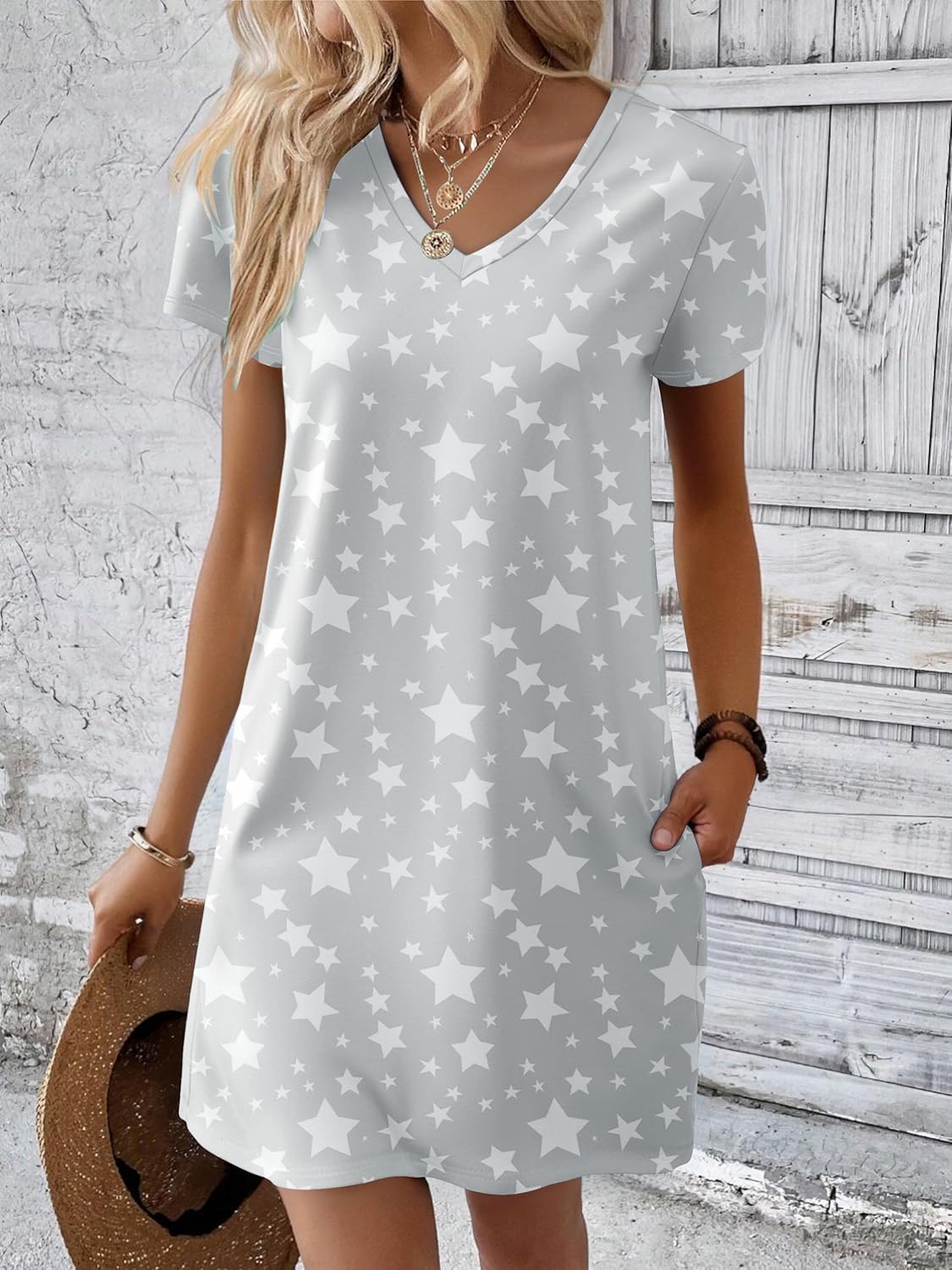 Ekouaer Cotton Nightgowns for Women Short Sleeve Womens Nightgown V Neck Sleep Shirts for Women Soft Sleepwear S-XXXL - Image 4