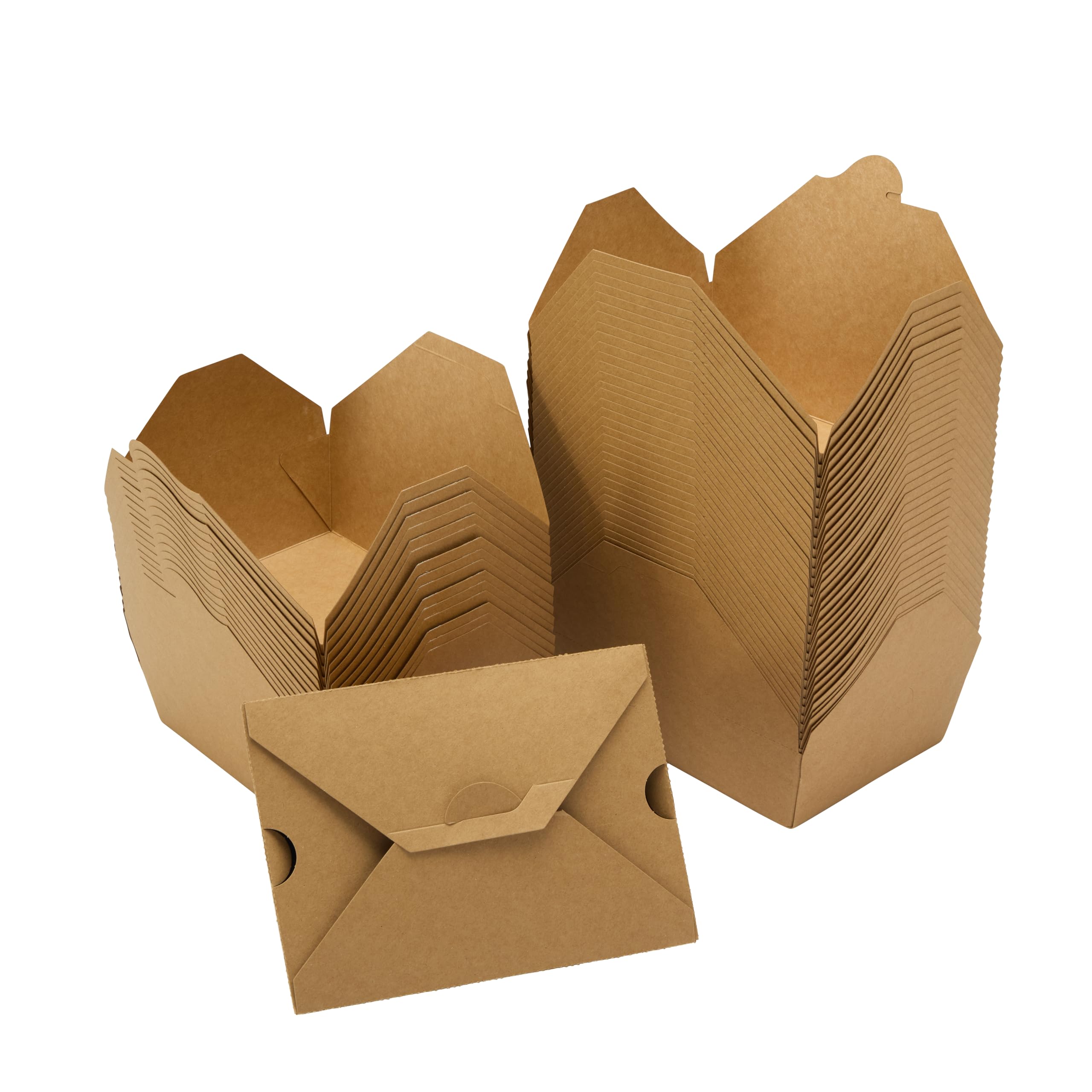 London Coffee Cups Brown No.3 Kraft Food Boxes, 2000Ml/70Oz Cardboard Deli Containers, Case Of 100, Disposable Takeaway Boxes For Catering, Restaurants And Cafes