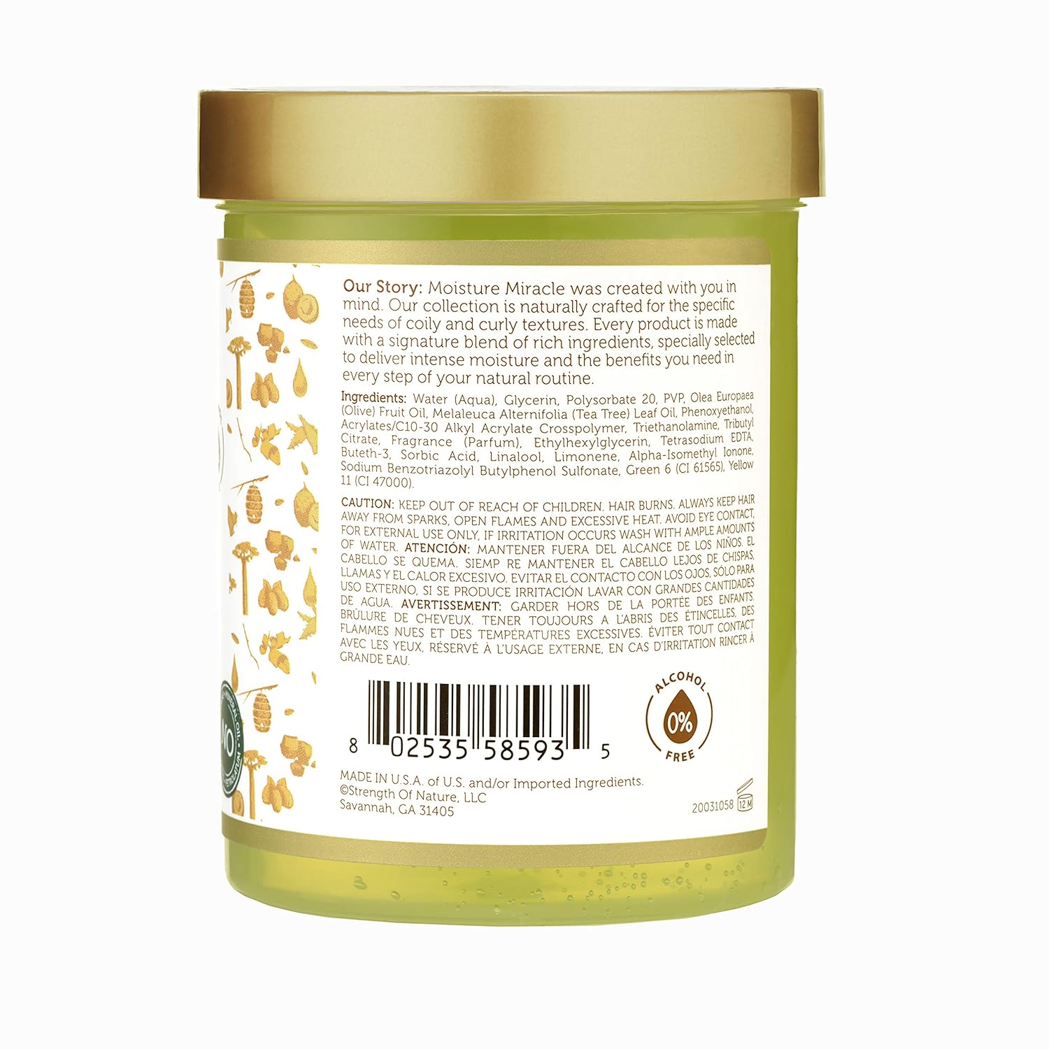 African Pride Moisture Miracle Olive & Tea Tree Oil Max Hold Styling Hair Gel (3 Pack), For Natural Coils & Curls, 18 oz