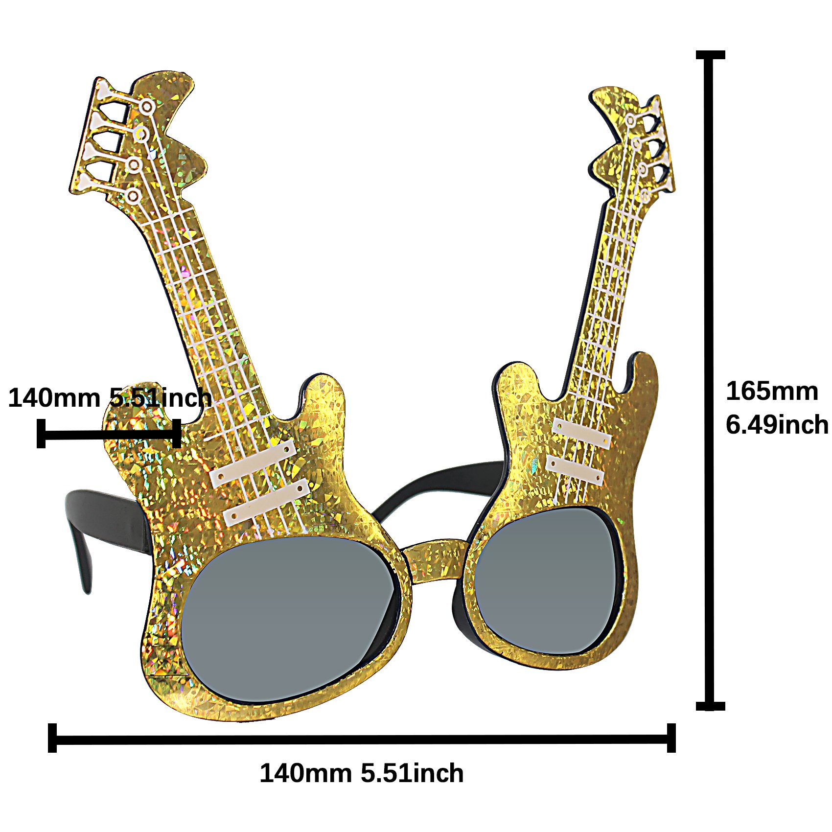 musykrafties Eletronic Guitar Party Costume Sunglasses Fun Shades Gold