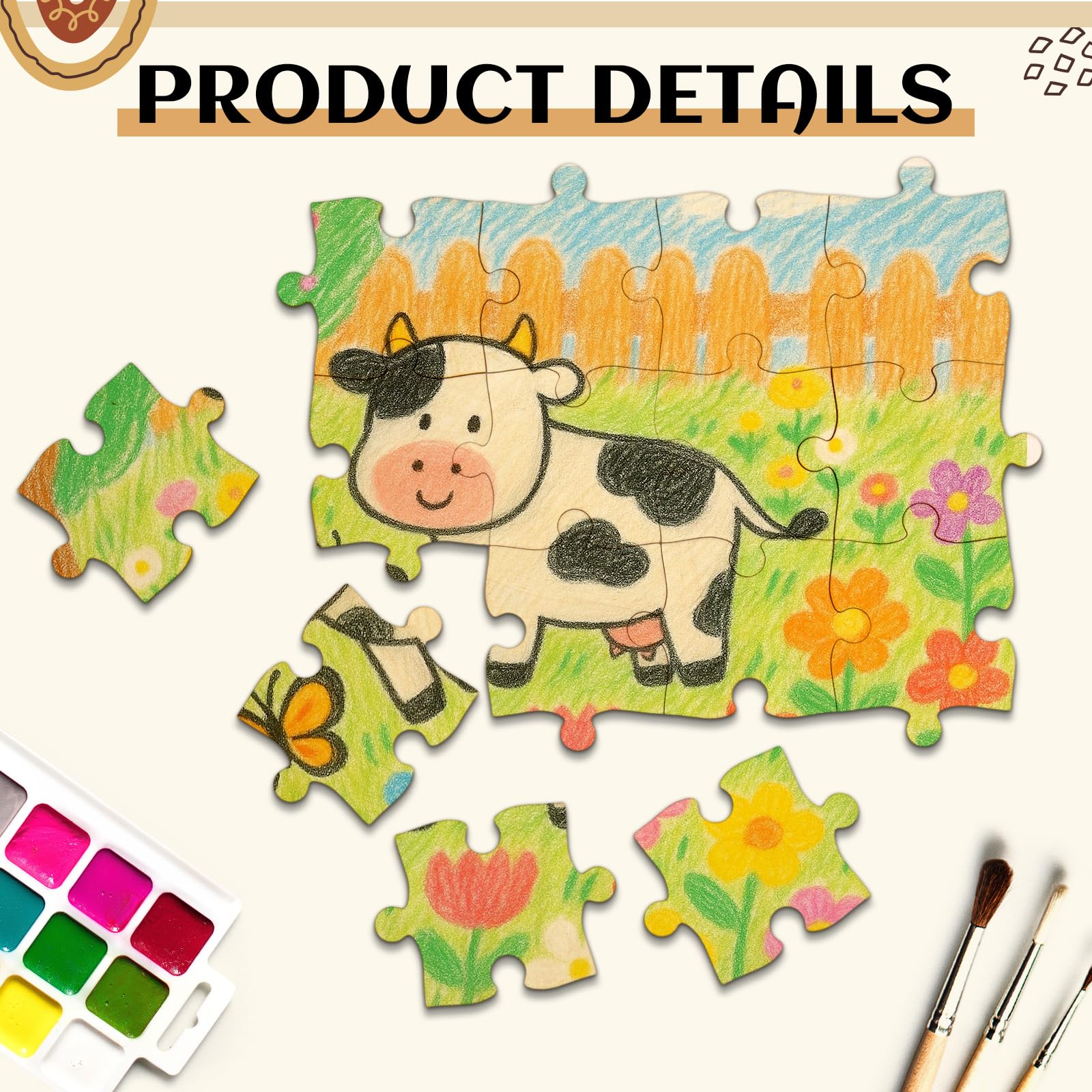 Seenelling 100 pezzi di puzzle in legno da 10 x 12,7 cm, accessori fai da te