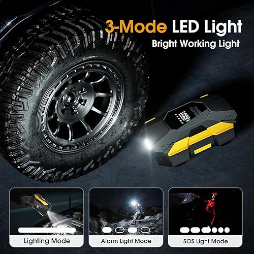 Miniatura 6 de Inflador de neumáticos, compresor de aire portátil, bomba de aire inalámbrica de 150 PSI para neumáticos de automóvil con batería recargable y