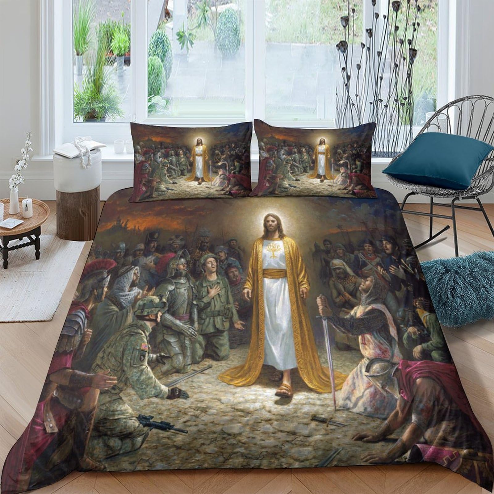 Housse de couette Jésus imprimé christianisme 3 pièces double 200x200