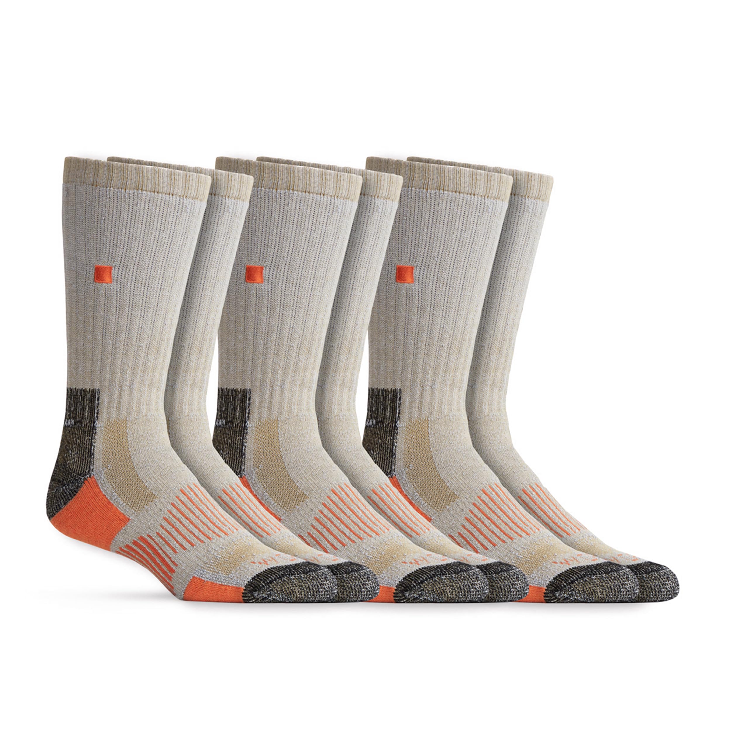 WORN Heavy-Duty Work Boot Socks - Full-Cushion Performance Merino, Moisture-Wicking, Durable, Work, Chore or Outdoor (3 Pack Marled Tan, Large)