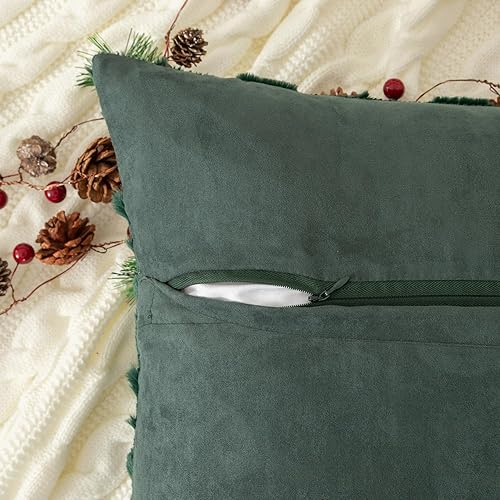 Miniatura 3 de Kevin Textile - Juego de 2 fundas de almohada decorativas de Navidad de 12 x 20 pulgadas, de felpa suave, jacquard, de pelo sintético, fundas de