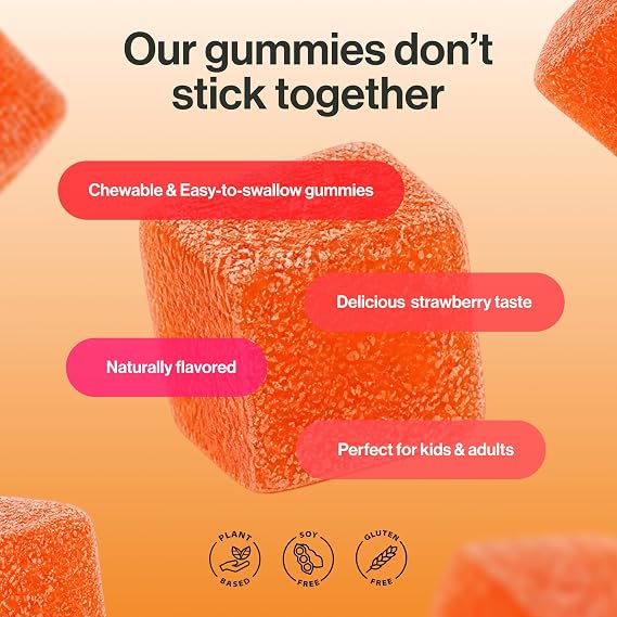 kindnature Vitamin B1 Gummies 500mg High Potency Thiamine Supplement for Energy, Focus & Nervous System Vegan Chewable B1 Vitamins for Adults & Kids Natural Strawberry Flavor 60 Ct