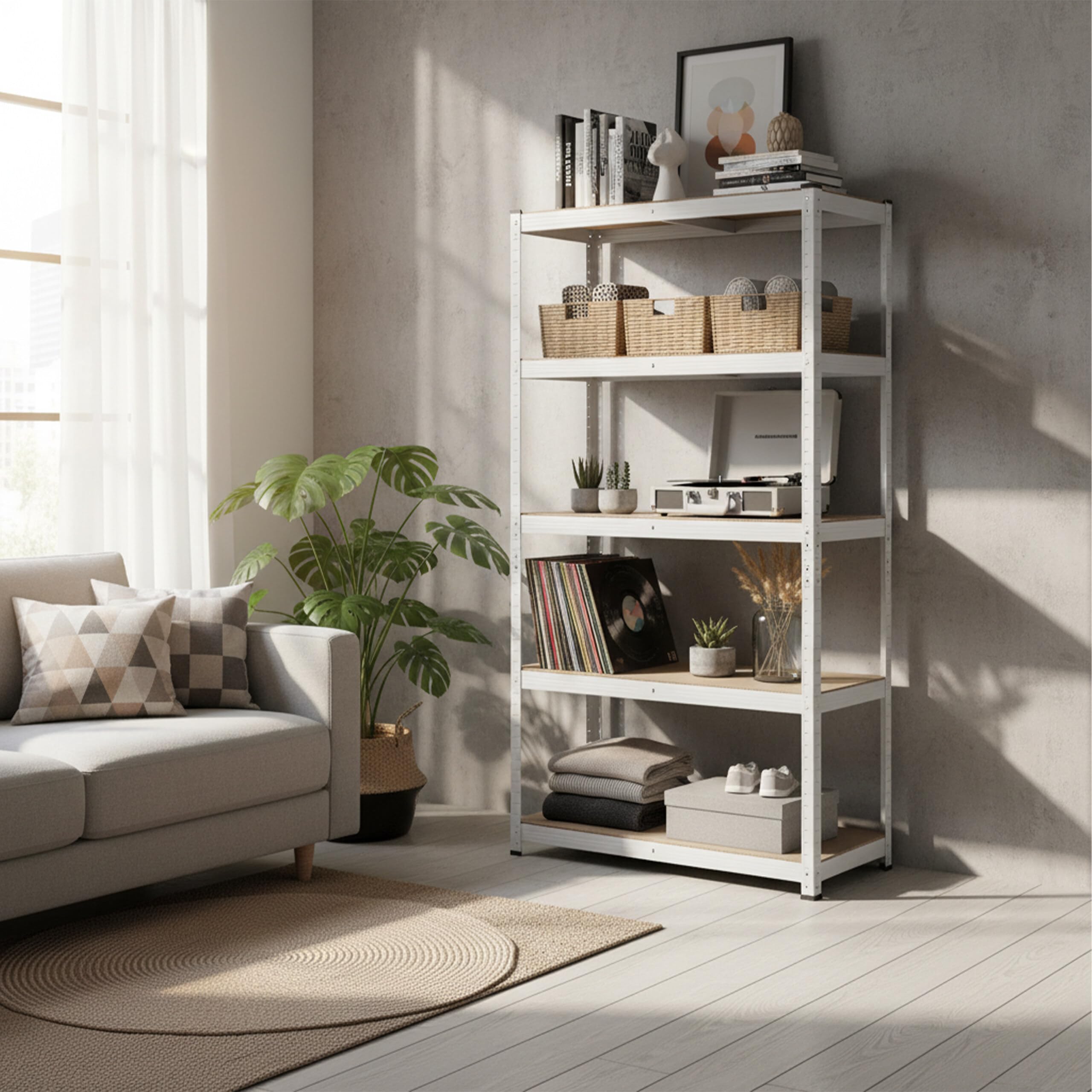 Relaxdays Scaffale portacarichi, 180x75x30cm, 875 kg, 5 Ripiani, Cantina & Garage, Incastro