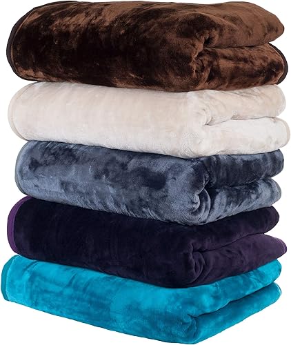 Miniatura 5 de Lavish Home Manta de visón de felpa gruesa suave y gruesa de café de 8 libras