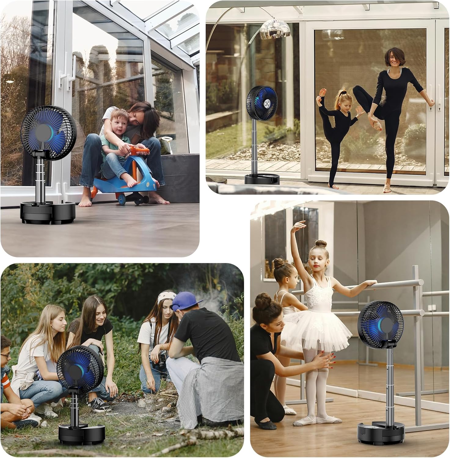 Socool 20000mAh 8 Inch Portable Fan Battery Operated Fans, Oscillating Charging Fan, Remote Control LED Light, 112 Hours Portable Foldable Fans for Camping Travel Outdoor - Image 8