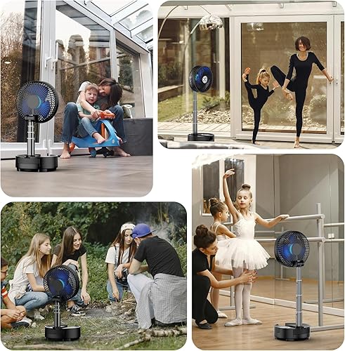 Miniatura 8 de Socool - Ventilador portátil de 20000 mAh de 8 pulgadas, funciona con pilas, ventilador de carga oscilante, luz LED de control remoto, 112 horas