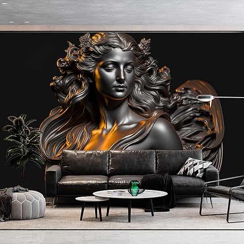 Miniatura 3 de Roman Mythology - Papel tapiz plateado Venus para la oficina y la pared del hogar, fondo oscuro, decoración mural mitológica extraíble y