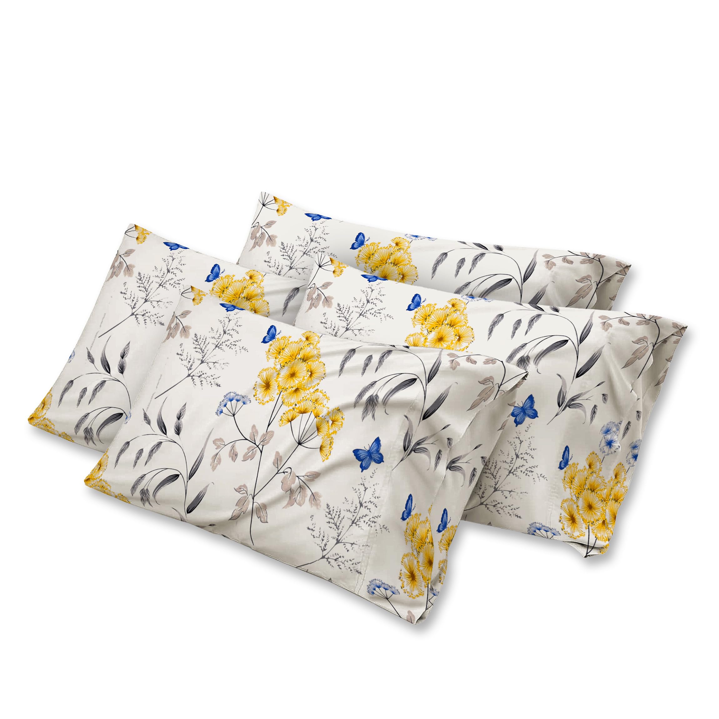 DANYDude 400 Thread Count Floral Printed Pillow Cases Pack of 4 100% Egyptian Cotton Pillow Covers Soft & Machine Washable Printed Pillow Cases 4 Pack Room Decor — image 1