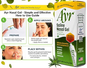 Ayr Saline Nasal Gel with Aloe Moisturizes Dry Nasal Passages, Soothes Irritated Noses 0.5 oz. (Quantity of 6)
