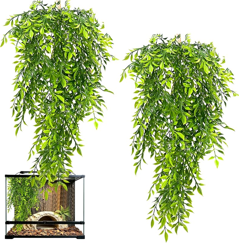 Plantas Artificiais Suspensas para Terrário de Répteis Hamiledyi HX042-N, 2 Unidades de 76 cm