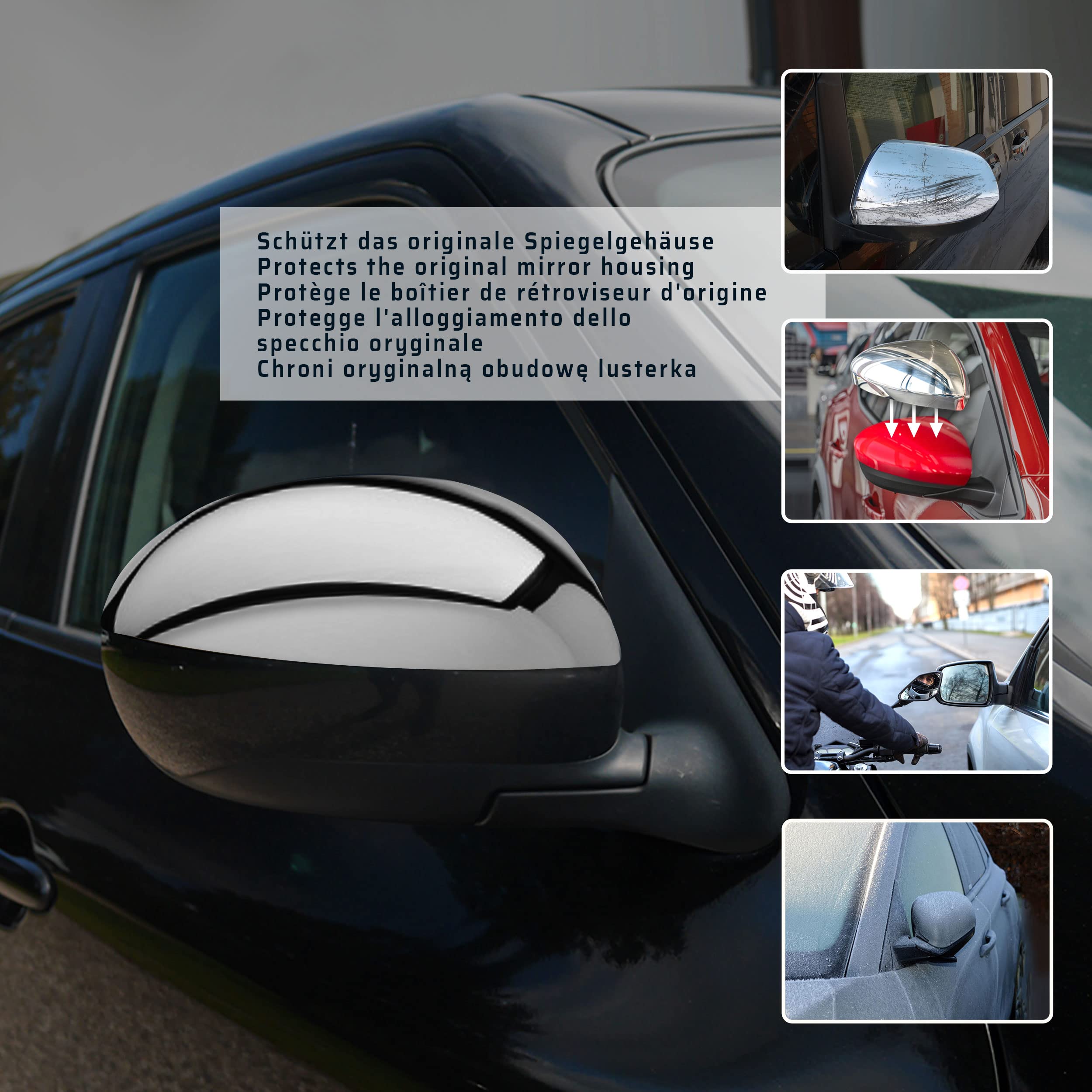 CHROMEMASTER | Nakładki na Lusterka Zewnętrzne | Kompatybilne z Nissan Juke F15 2011-2014 | Stal nierdzewna; Osłony Lusterek to Niepowtarzalny Wygląd Auta i Ochrona Przed Uszkodzeniem
